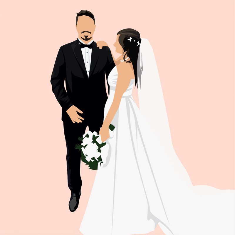faceless vector wedding drawing for invitation